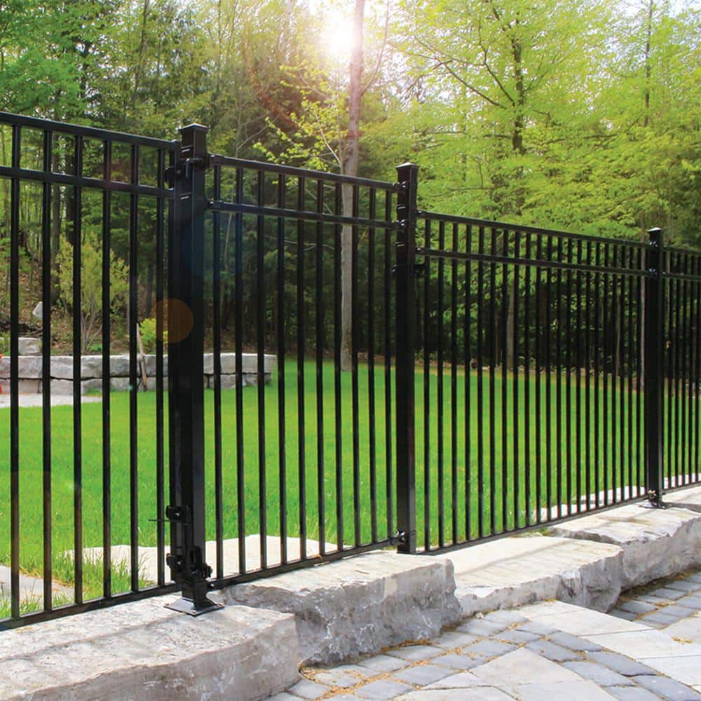 NUVO IRON 2.75 ft. x 5.67 ft. Coral Profile Black Iron Flat Top Fence Gate