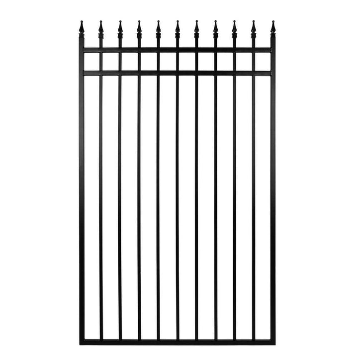 NUVO IRON 3.75 ft. x 5.67 ft. Tiger Eye Profile Black Iron Center Point Fence Gate