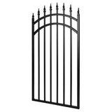 NUVO IRON 2.75 ft. x 4.67 ft. Tiger Eye Profile Black Iron Center Point Arched Top Fence Gate