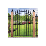 NUVO IRON 2.75 ft. x 4.67 ft. Tiger Eye Profile Black Iron Center Point Arched Top Fence Gate