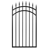 NUVO IRON 2.75 ft. x 4.67 ft. Tiger Eye Profile Black Iron Center Point Arched Top Fence Gate