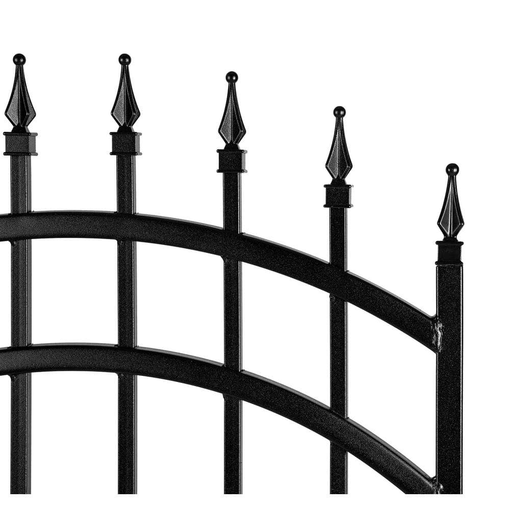 NUVO IRON 2.75 ft. x 4.67 ft. Tiger Eye Profile Black Iron Center Point Arched Top Fence Gate