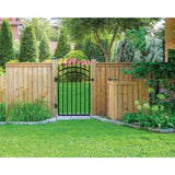 NUVO IRON 2.75 ft. x 4.67 ft. Tiger Eye Profile Black Iron Center Point Arched Top Fence Gate