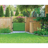 NUVO IRON 3.75 ft. x 4.67 ft. Tiger Eye Profile Black Metal Center Point Arched Top Fence Gate