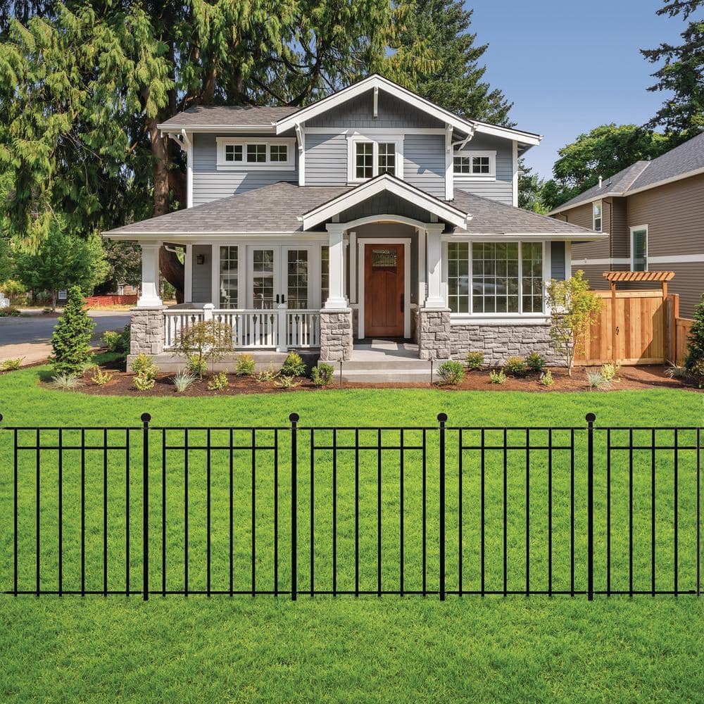 NUVO IRON Quick Fence Series 29 in. W x 34 in. H Black Steel Coral Fence Panel
