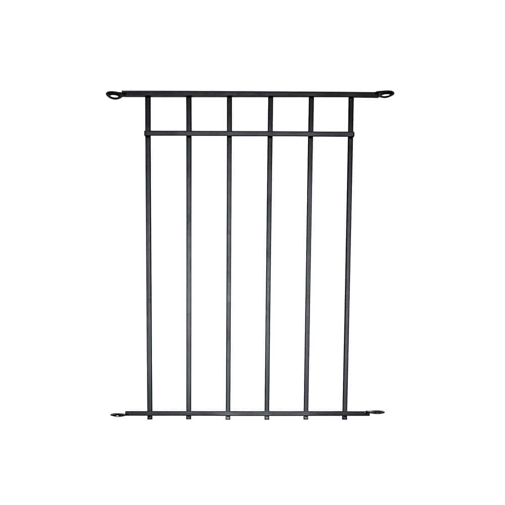 NUVO IRON Quick Fence Series 29 in. W x 34 in. H Black Steel Coral Fence Panel