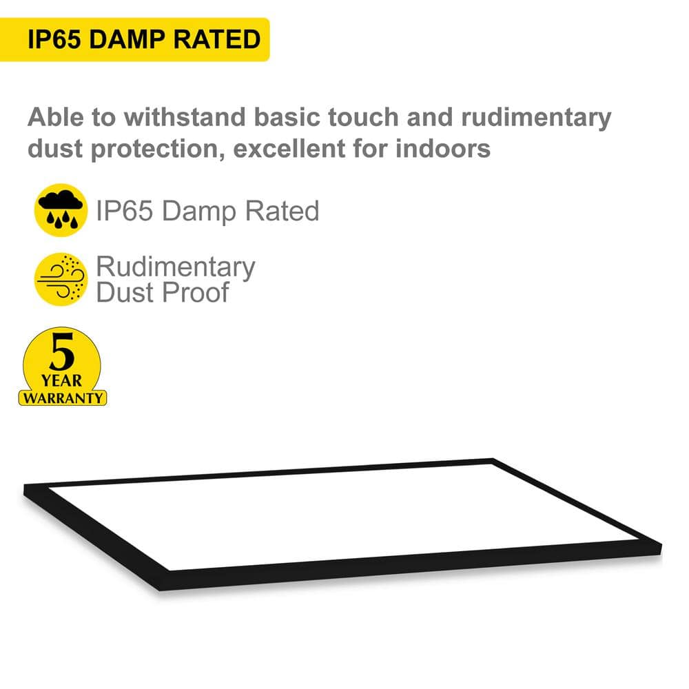 NuWatt 1 ft. x 2 ft. Black Surface Mount Integrated LED Panel Internal Driver 2000LM, 5CCT 27K-50K, Triac Dimmable, 22W, 4 Pack