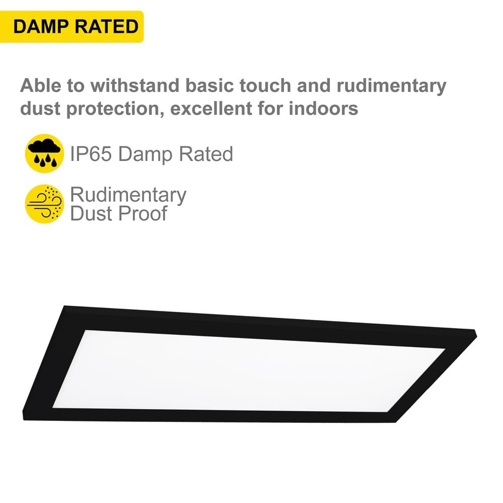 NuWatt 1 ft. x 4 ft. Surface Mount Integrated LED Panel, 2000 Lumens 120-277V 3CCT 30K-50K Selectable, 0-10V Dimmable, Black 4P