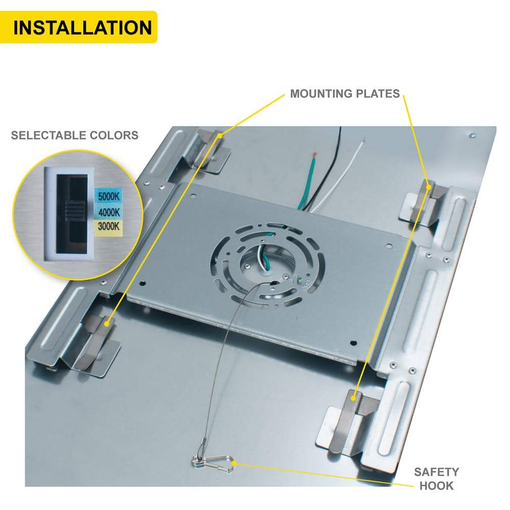 NuWatt 1 ft. x 4 ft. Surface Mount Integrated LED Panel, 2000 Lumens 120-277V 3CCT 30K-50K Selectable, 0-10V Dimmable, Black 4P