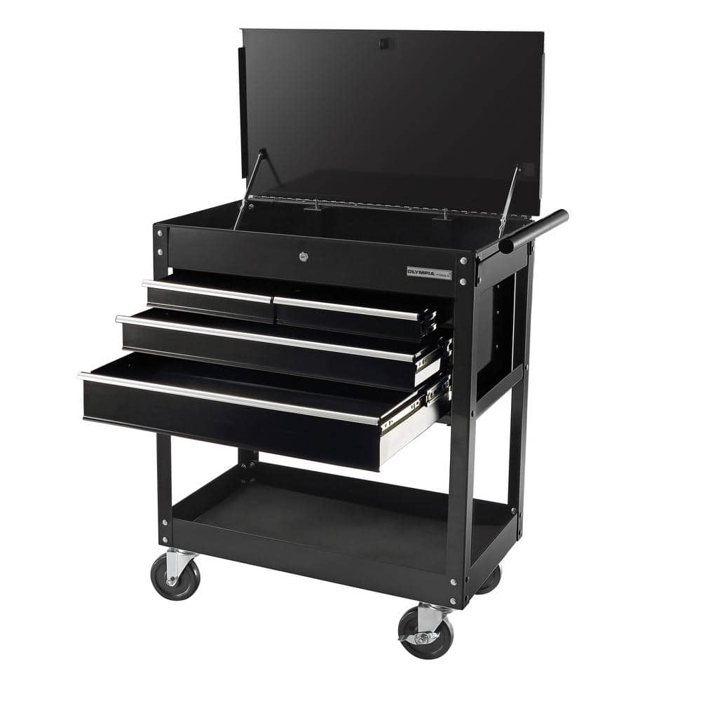 OLYMPIA 30 in. W x 18 in. D 4-Drawer Roller Cabinet Tool Chest in Black