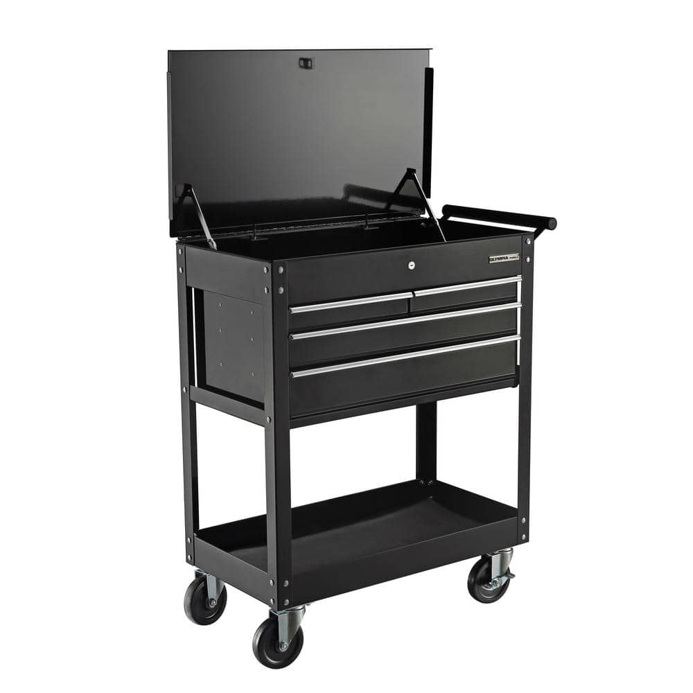 OLYMPIA 30 in. W x 18 in. D 4-Drawer Roller Cabinet Tool Chest in Black