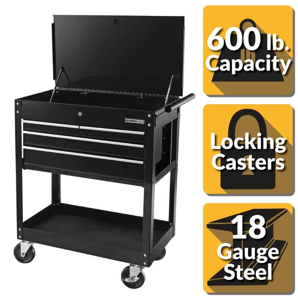 OLYMPIA 30 in. W x 18 in. D 4-Drawer Roller Cabinet Tool Chest in Black