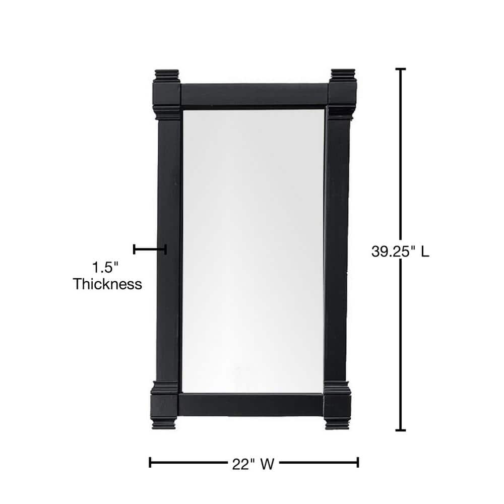James Martin Vanities Brittany Black Onyx Rectangular Wall Mirror 21.7 x 39.2 Inches