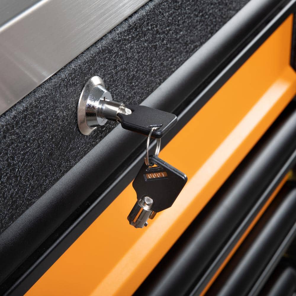 GEARWRENCH GSX 72 in. x 25 in. 18 Drawer Orange and Black Rolling Tool Cabinet with Stainless Steel Worktop and Black Pulls