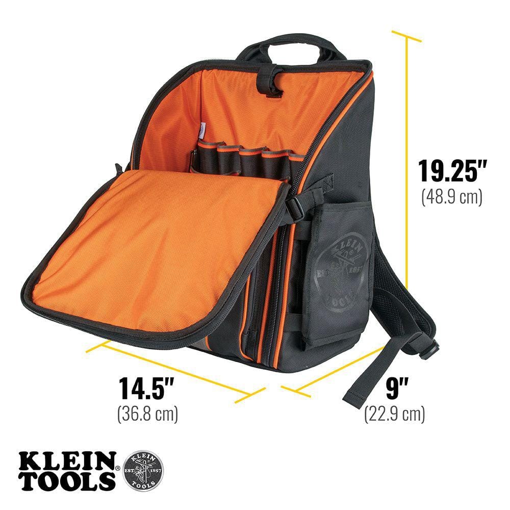 Klein Tools Tradesman Pro Tool Station Backpack, 17.25 in, 21-Pocket, 1680D Ballistic Nylon