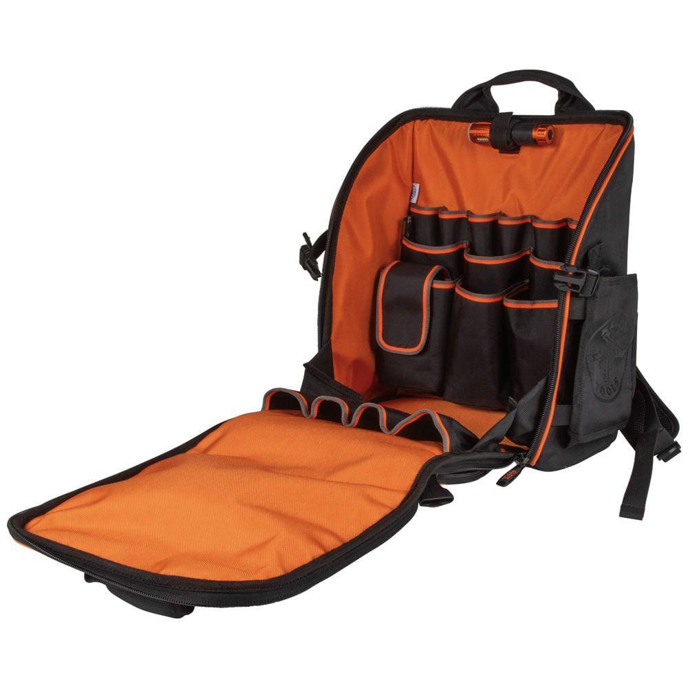 Klein Tools Tradesman Pro 17.25 in Tool Station Backpack with Worklight, 21 Pockets, 1680D Ballistic Nylon