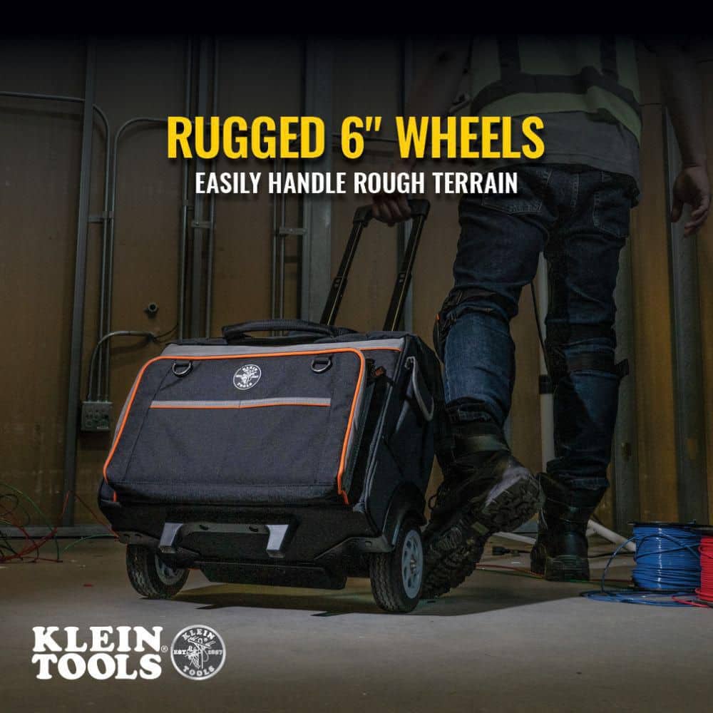 Klein Tools Tradesman Pro Rolling Tool Bag, 24 Pockets, 19 in. (Model 55452RTB)