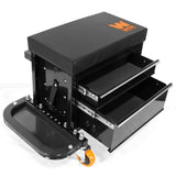 WEN 400 lbs. Capacity Garage Glider Rolling Tool Chest Seat with Storage Pouch, 26.4 x 14.2 x 17 in.