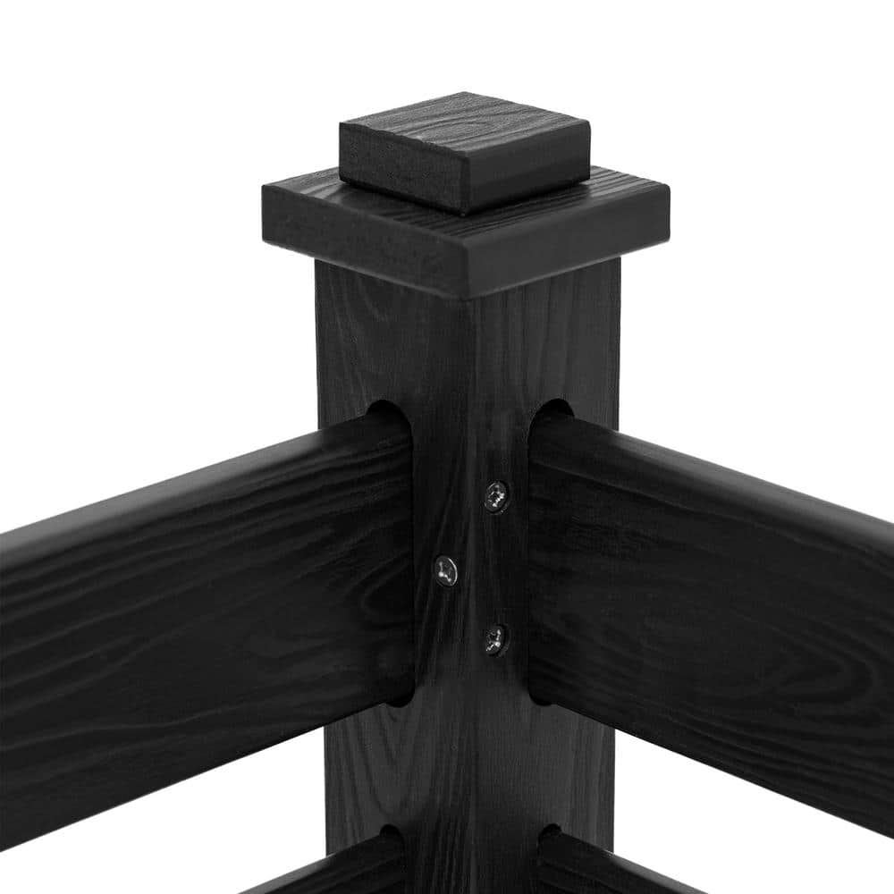 38 in. W x 46 in. H Black Outdoor No Dig Fence Poly Plastic Picket Fence Panel Decorative Garden Privacy Fence(4-Pack)