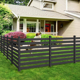 38 in. W x 46 in. H Black Outdoor No Dig Fence Poly Plastic Picket Fence Panel Decorative Garden Privacy Fence(2-Pack)