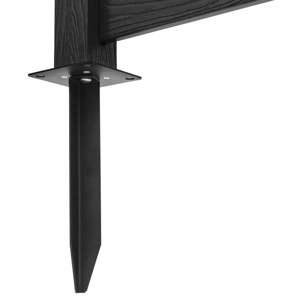 38 in. W x 46 in. H Black Outdoor No Dig Fence Poly Plastic Picket Fence Panel Decorative Garden Privacy Fence(2-Pack)
