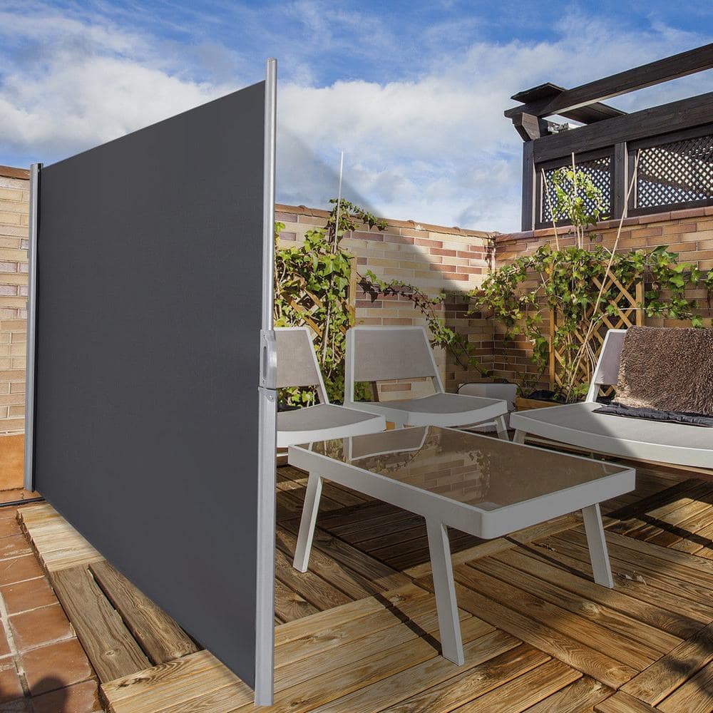 118.5 in. W x 63 in. H Patio Retractable Folding Side Awning Screen Privacy Divider