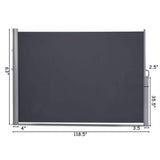 118.5 in. W x 63 in. H Patio Retractable Folding Side Awning Screen Privacy Divider