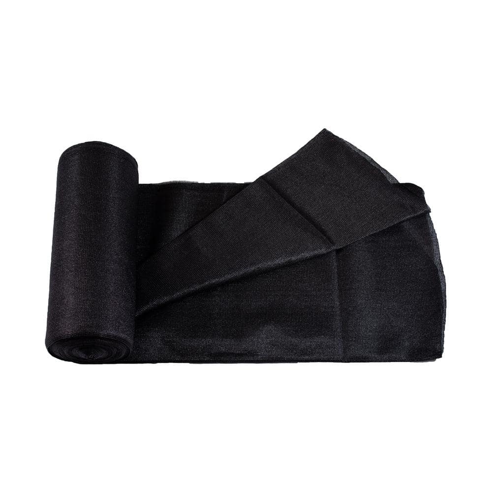 68 in. x 50 ft. Black Mesh Fabric Privacy Fence Screen with Integrated Button Hole