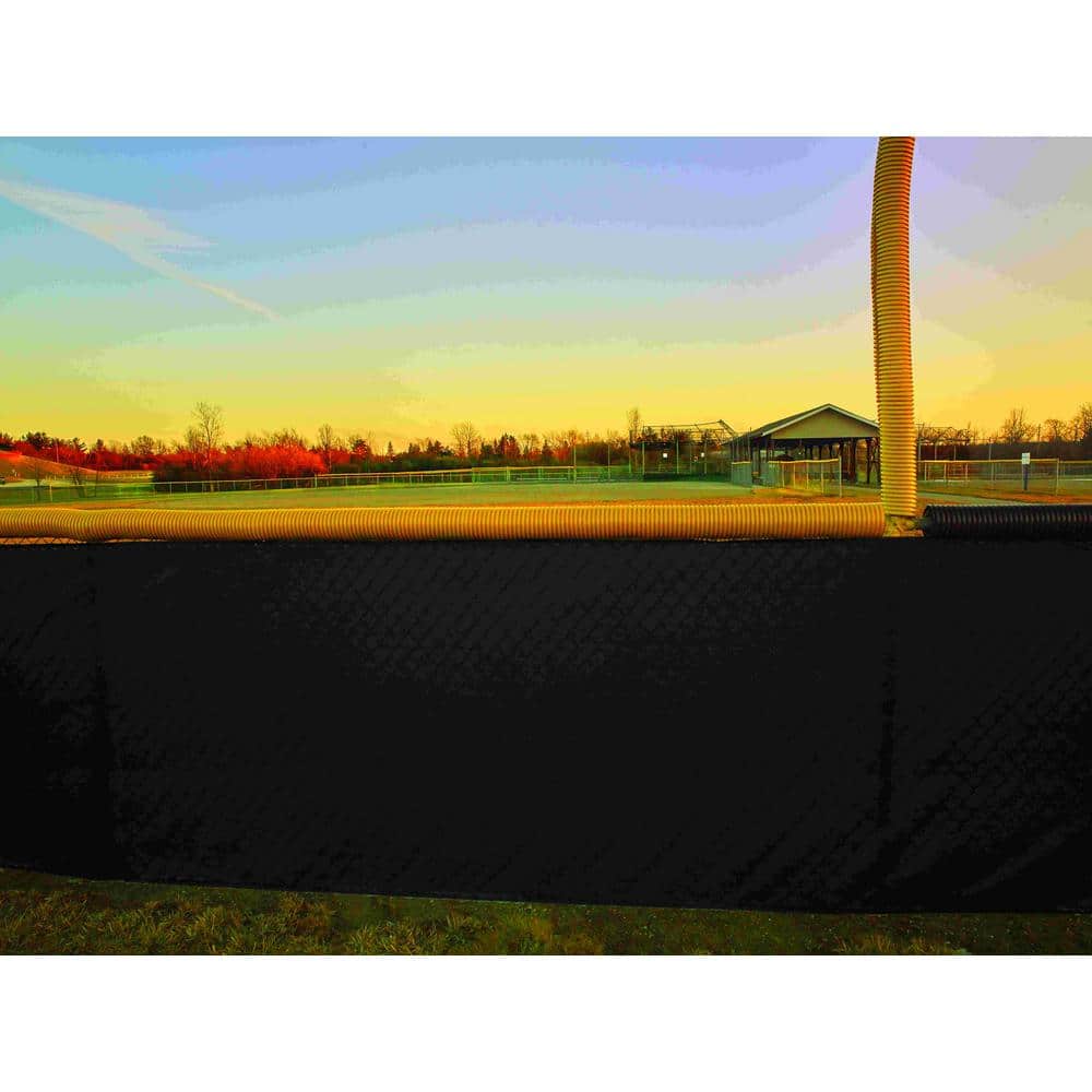 68 in. x 50 ft. Black Mesh Fabric Privacy Fence Screen with Integrated Button Hole