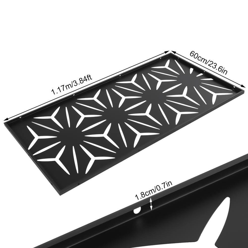 Decorative Outdoor Metal Privacy Screen Panel Flower Pattern in Black