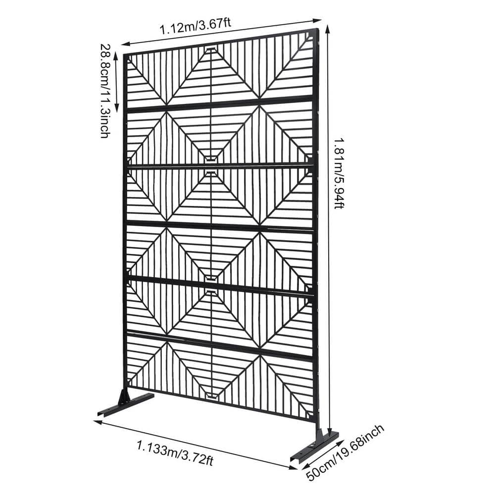 Black Steel Outdoor Privacy Screens for Patio Metal Privacy Fence Screen with Freestanding Decorative Room Divider