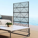 Black Steel Outdoor Privacy Screens for Patio Metal Privacy Fence Screen with Freestanding Decorative Room Divider