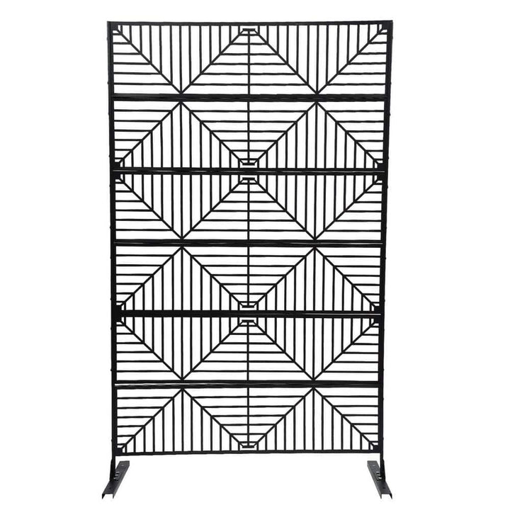 Black Steel Outdoor Privacy Screens for Patio Metal Privacy Fence Screen with Freestanding Decorative Room Divider