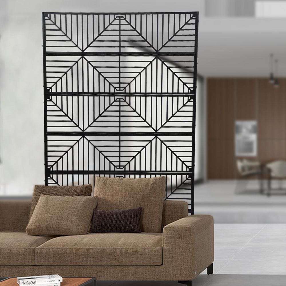 Black Steel Outdoor Privacy Screens for Patio Metal Privacy Fence Screen with Freestanding Decorative Room Divider