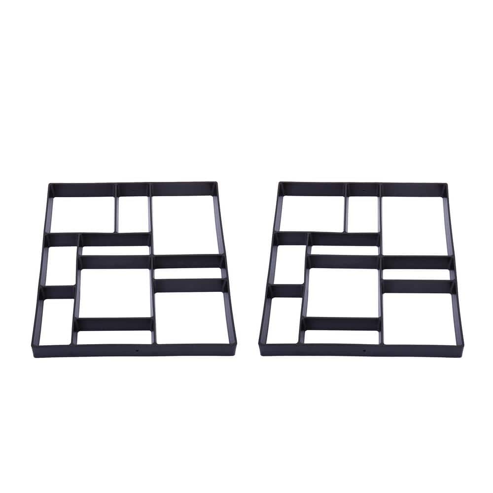 JAXPETY Cement Mold Concrete Stepping Stone DIY Paver Mold Kit Walk Maker for Patio and Garden (2-Pieces）
