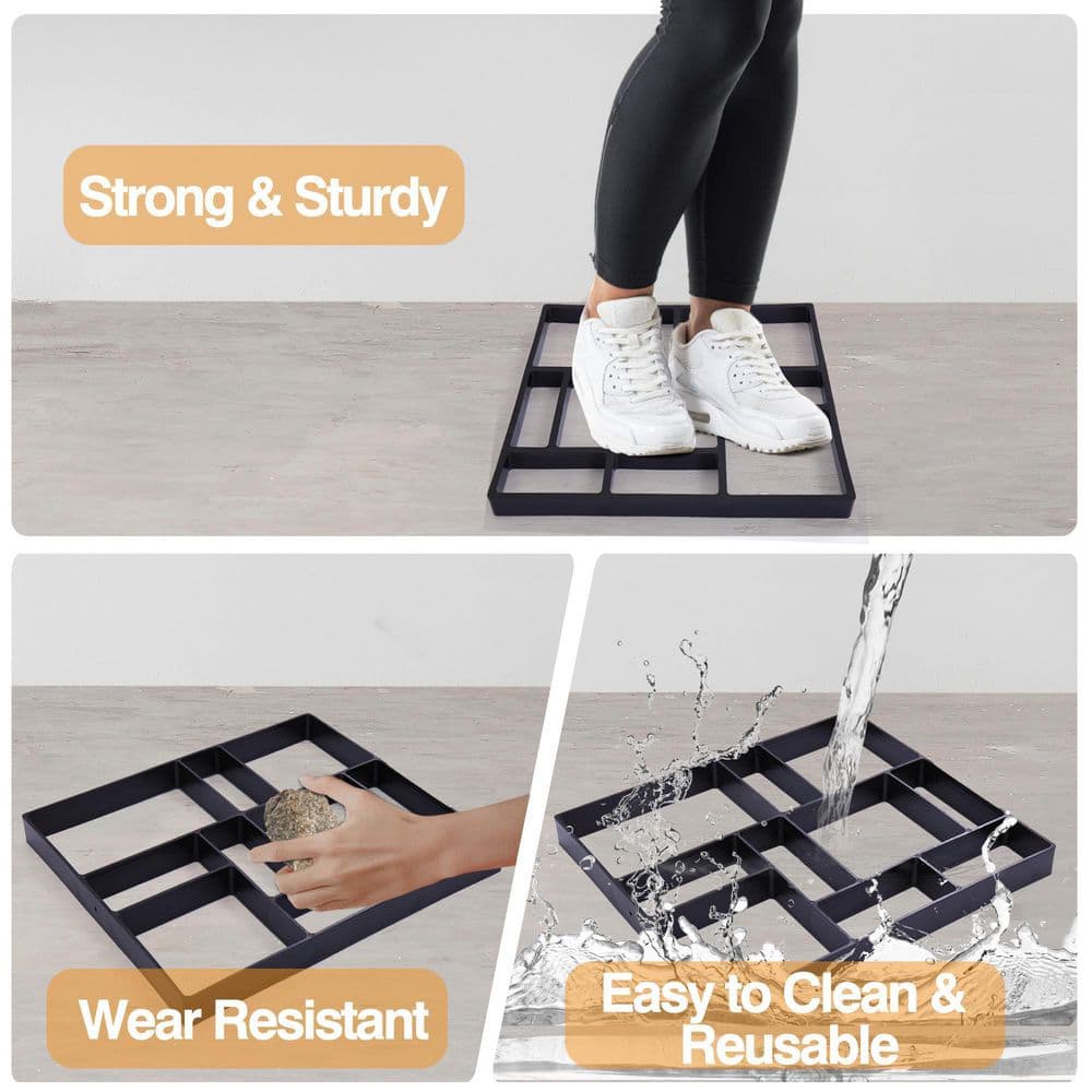 JAXPETY Cement Mold Concrete Stepping Stone DIY Paver Mold Kit Walk Maker for Patio and Garden (2-Pieces）
