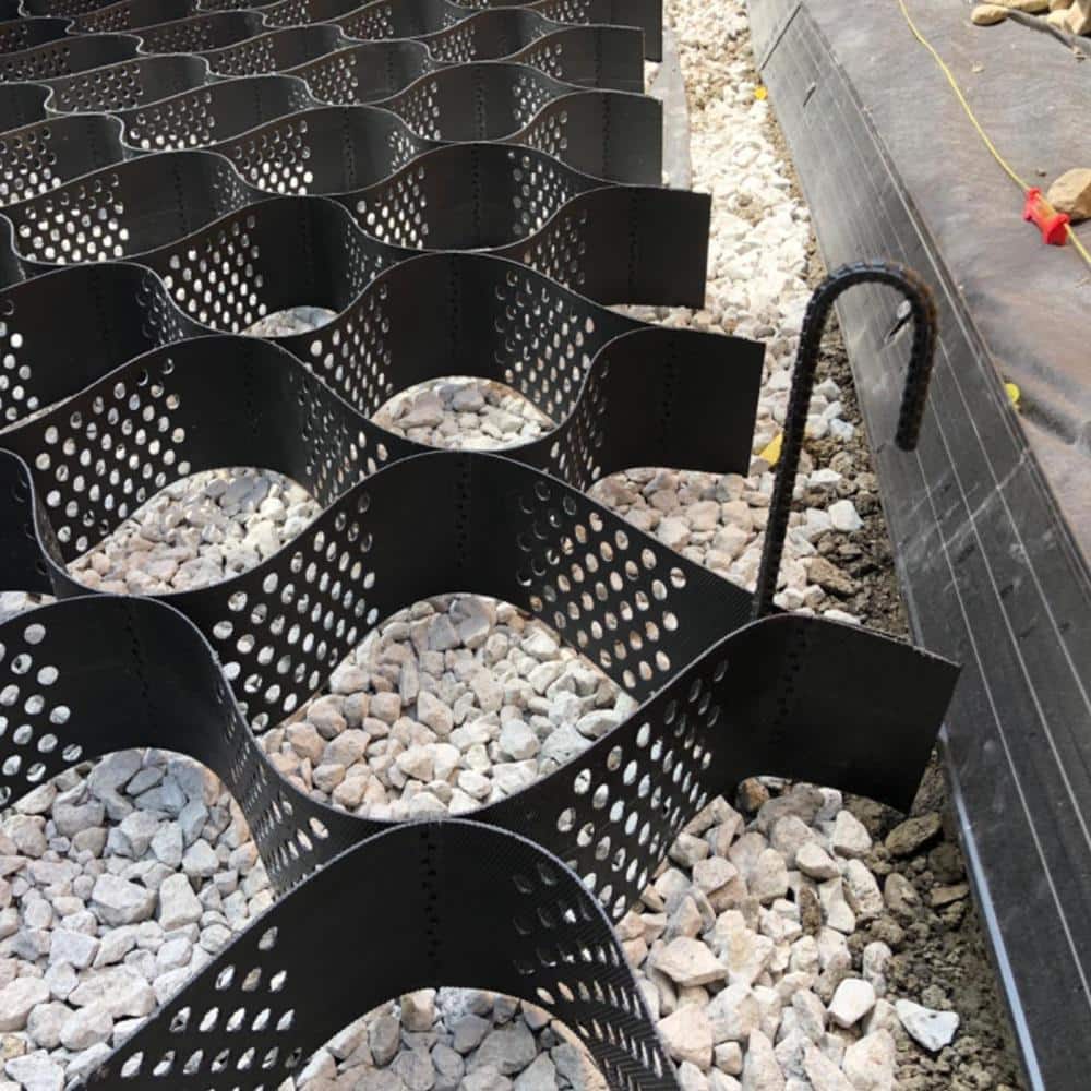 Wellco 10 ft. x 16.5 ft. x 4 in. S Series Plastic Ground Geo Grid Driveway Ground Pavers Geocell, with 12 J Steel Rebar