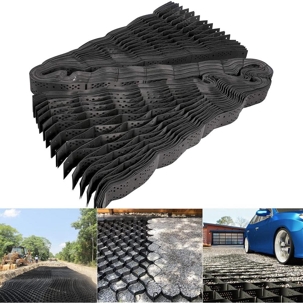 Wellco 10 ft. x 33 ft. x 4 in. Plastic Ground Geo Grid Driveway Ground Pavers Geocell