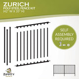 Zippity Outdoor Products 3 ft. H x 3.5 ft. W. Zurich Poly-Steel Spaced Picket Flat Top Metal Fence Panels 2-Panels