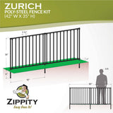 Zippity Outdoor Products 3 ft. H x 3.5 ft. W. Zurich Poly-Steel Spaced Picket Flat Top Metal Fence Panels 2-Panels