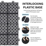 GOGEXX 12 in. x 12 in. Black Porch Rosette Pattern Interlocking Deck Tiles Plastic Flooring Waterproof Outdoor (Pack of 60)