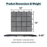 GOGEXX 12 in. x 12 in. Black Porch Rosette Pattern Interlocking Deck Tiles Plastic Flooring Waterproof Outdoor (Pack of 60)