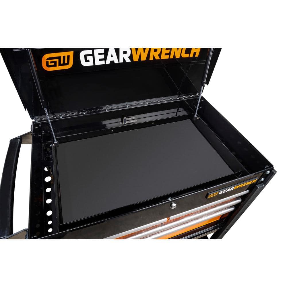 GEARWRENCH GSX 33 in. Black and Orange Steel 4-Drawer Utility Cart with Top and Bottom Storage and Optional Powertool Rack