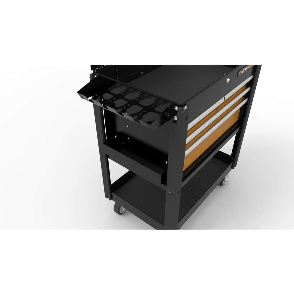 GEARWRENCH GSX 33 in. Black and Orange Steel 4-Drawer Utility Cart with Top and Bottom Storage and Optional Powertool Rack