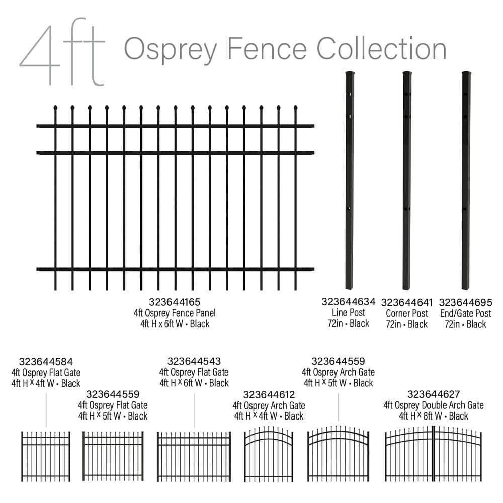 FORGERIGHT Osprey 4 ft. W x 4 ft. H Black Aluminum Fence Gate
