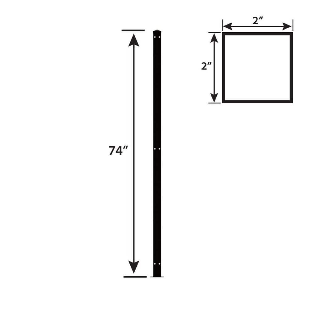 FORGERIGHT 74 in. H Deco Grid Black Steel Post with Flange, Cap, and Clips