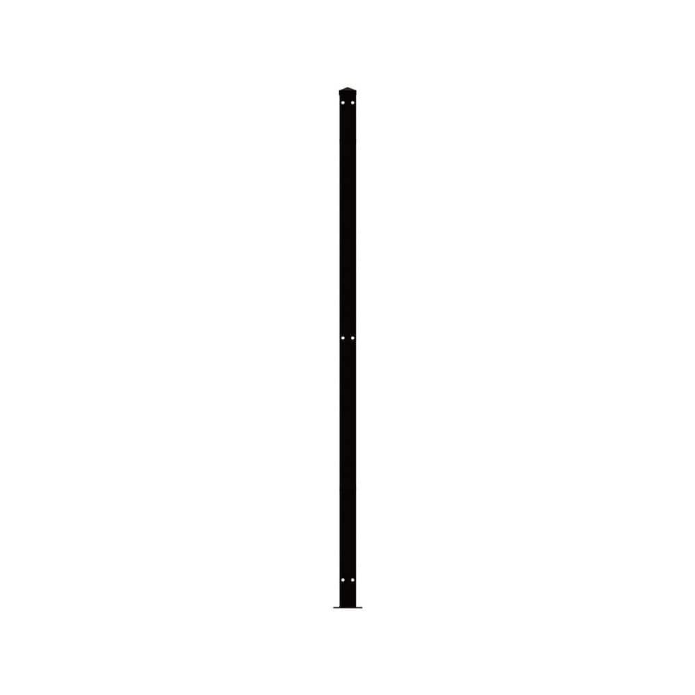 FORGERIGHT 74 in. H Deco Grid Black Steel Post with Flange, Cap, and Clips