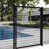 FORGERIGHT 74 in. H Deco Grid Black Steel Post with Flange, Cap, and Clips