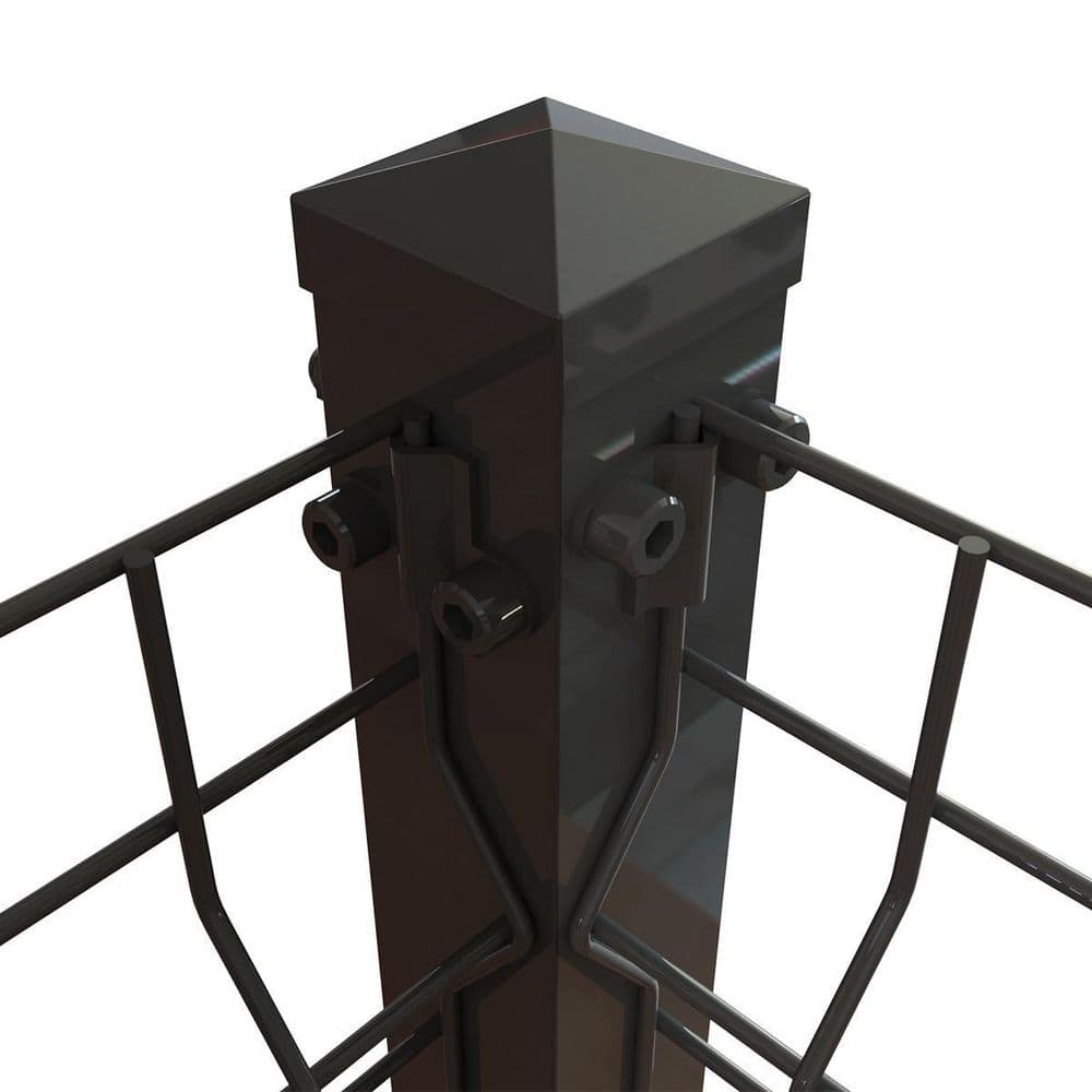 FORGERIGHT 74 in. H Deco Grid Black Steel Post with Flange, Cap, and Clips