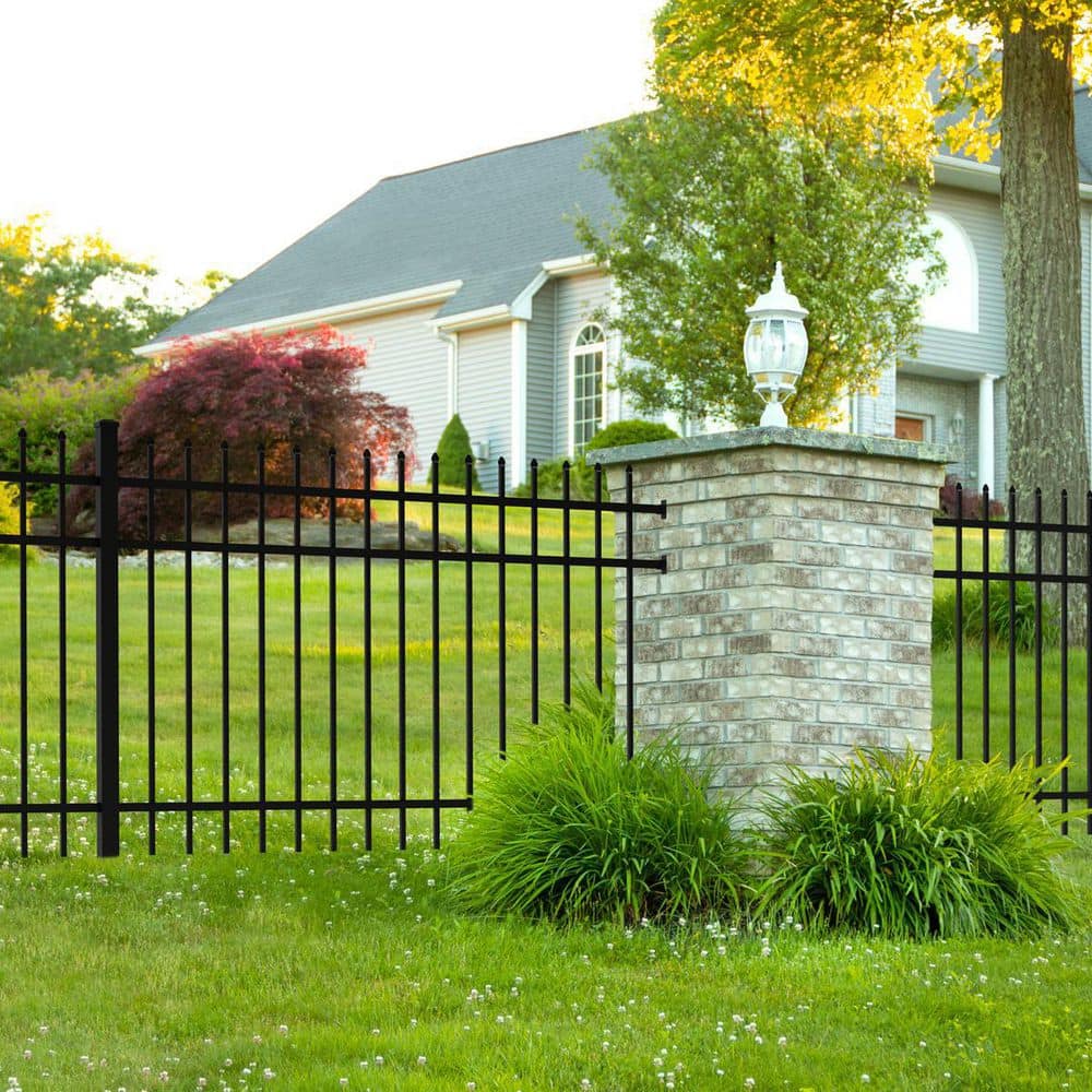 FORGERIGHT 72 in. 4 ft. Black Osprey Black Aluminum Fence Line Post